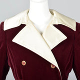 1970s Burgundy Velvet Maxi Coat