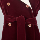 1970s Burgundy Velvet Maxi Coat