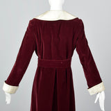 1970s Burgundy Velvet Maxi Coat