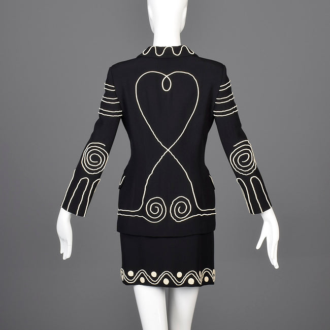 Moschino Cheap & Chic Skirt Suit with Rope Soutache Trim