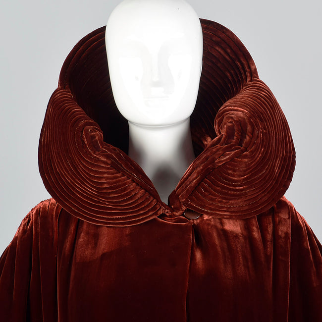 Incredible Art Deco Opera Coat with Portrait Collar & Bishop Sleeves