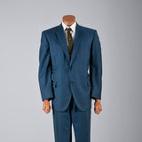 1960s Men's Three Piece Suit Teal Blue Sharkskin with Red Windowpane