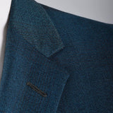 1960s Men's Three Piece Suit Teal Blue Sharkskin with Red Windowpane