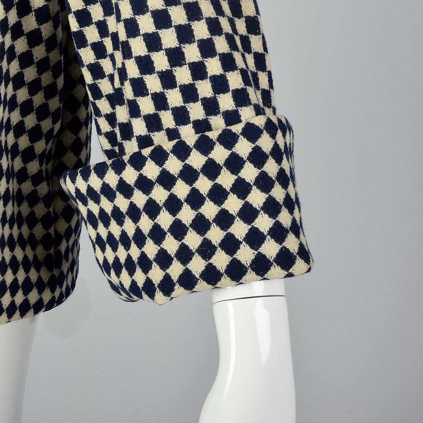 1950s Navy Blue and White Check Jacket