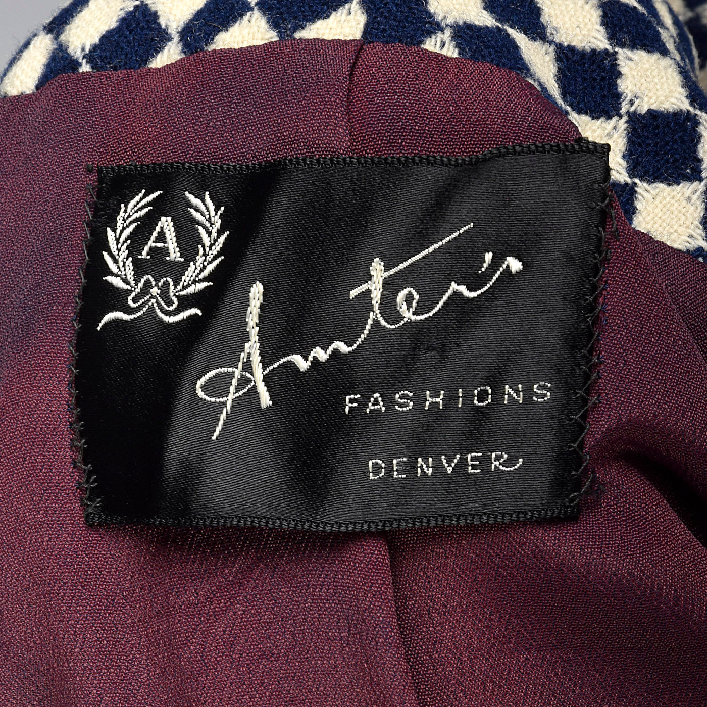 1950s Navy Blue and White Check Jacket