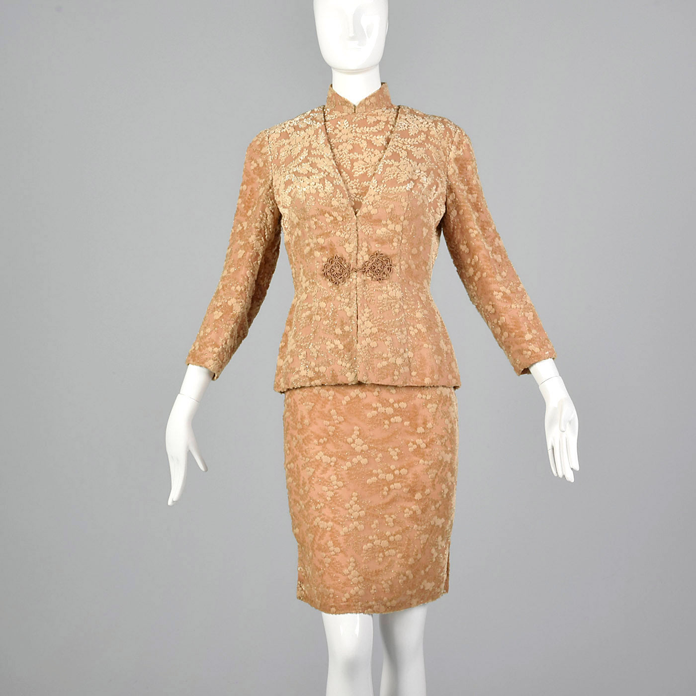 1960s Burnout Silk Velvet Dress Set
