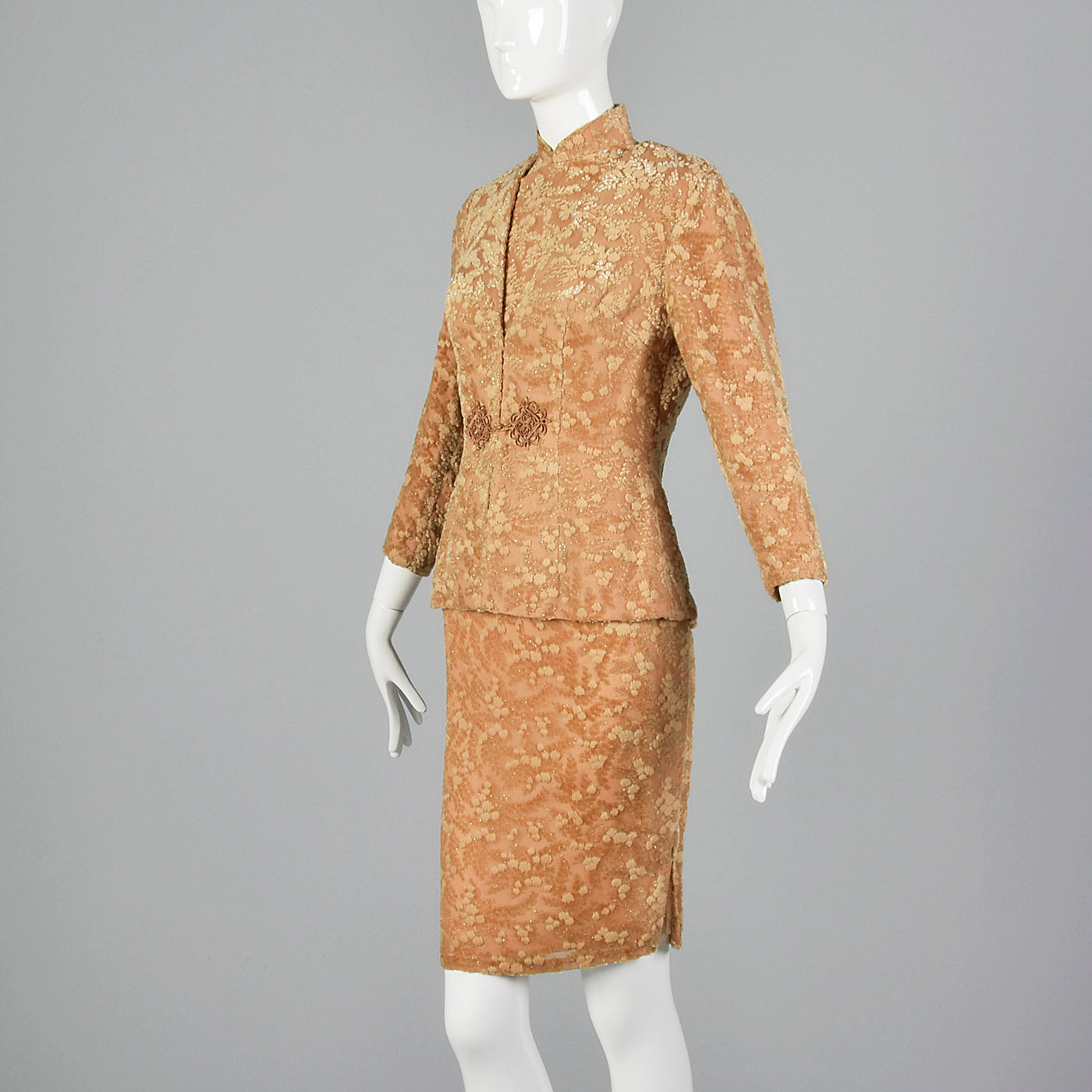 1960s Burnout Silk Velvet Dress Set