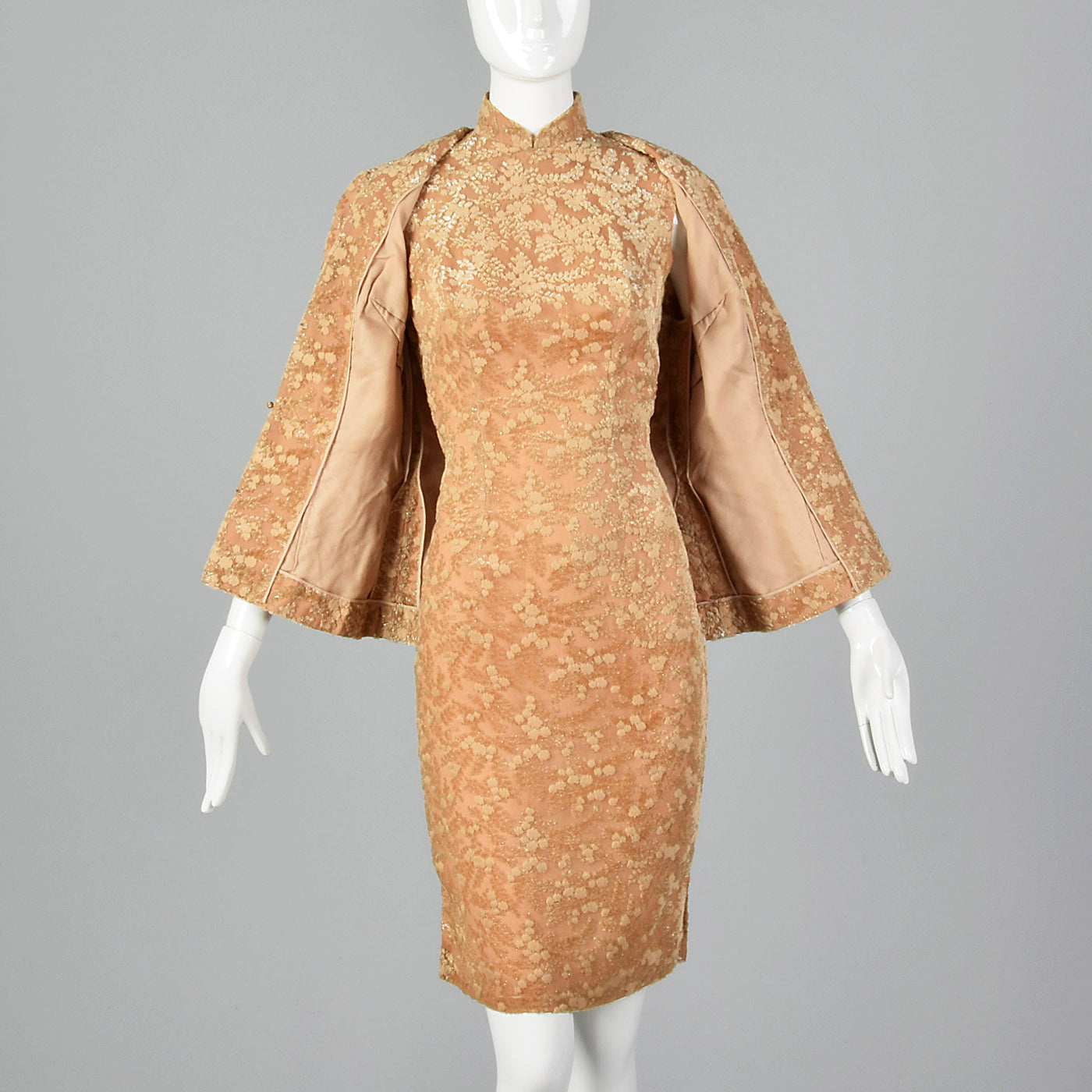 1960s Burnout Silk Velvet Dress Set