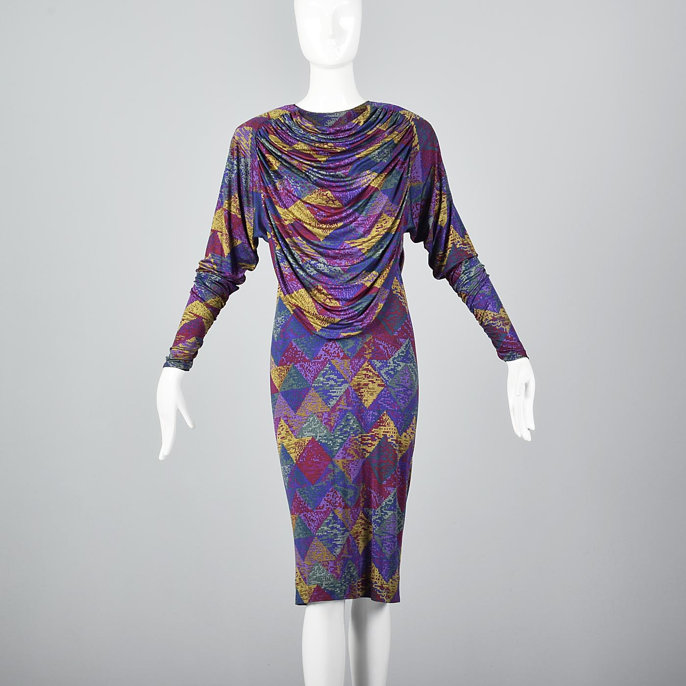 Missoni Purple Silk Jersey Dress with Draped Bodice