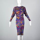 Missoni Purple Silk Jersey Dress with Draped Bodice