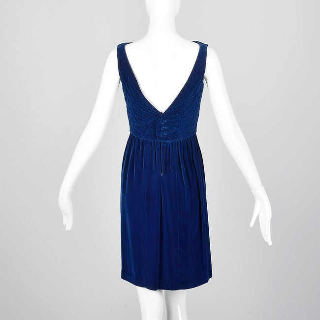 1960s Lanz Original Blue Velvet Dress
