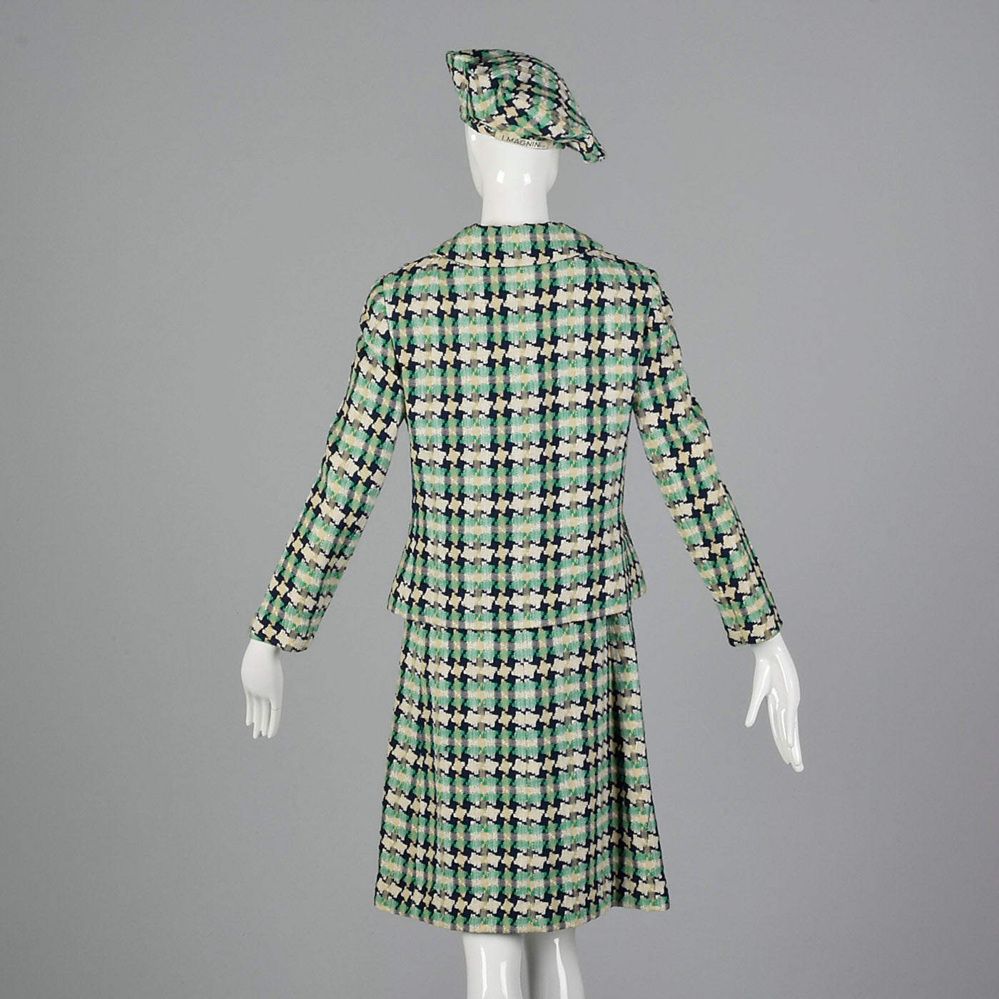 1960s I. Magnin Tweed Dress with Matching Jacket, Scarf, and Beret