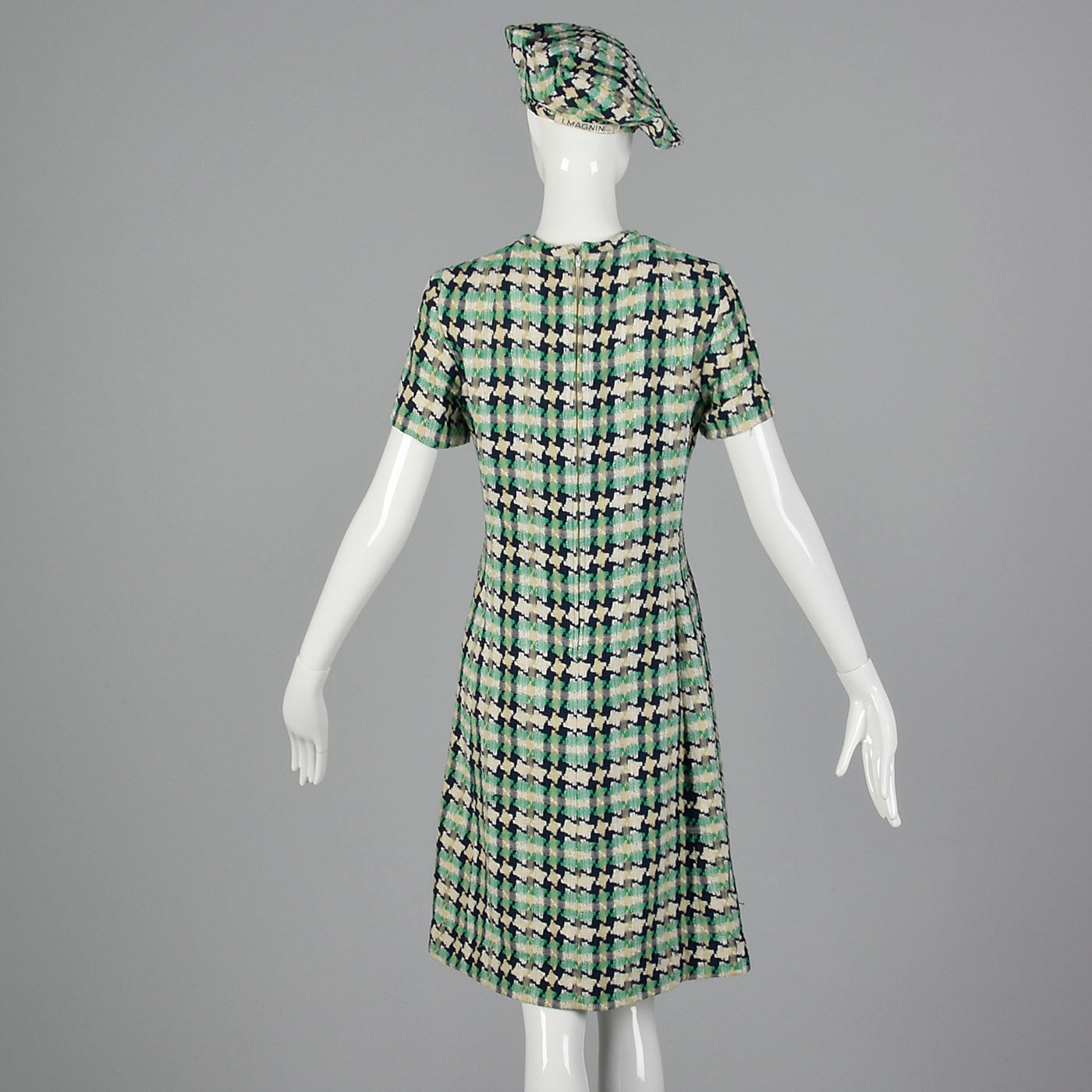 1960s I. Magnin Tweed Dress with Matching Jacket, Scarf, and Beret