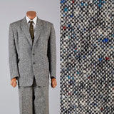 1950s Men's Multicolored Fleck Wool Tweed Two Piece Suit with Hollywood Waist Pants