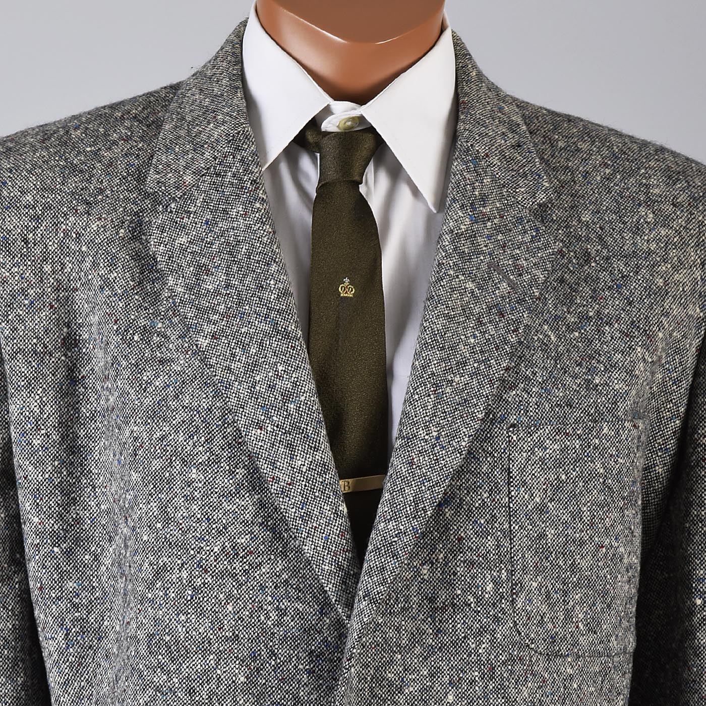 1950s Men's Multicolored Fleck Wool Tweed Two Piece Suit with Hollywood Waist Pants