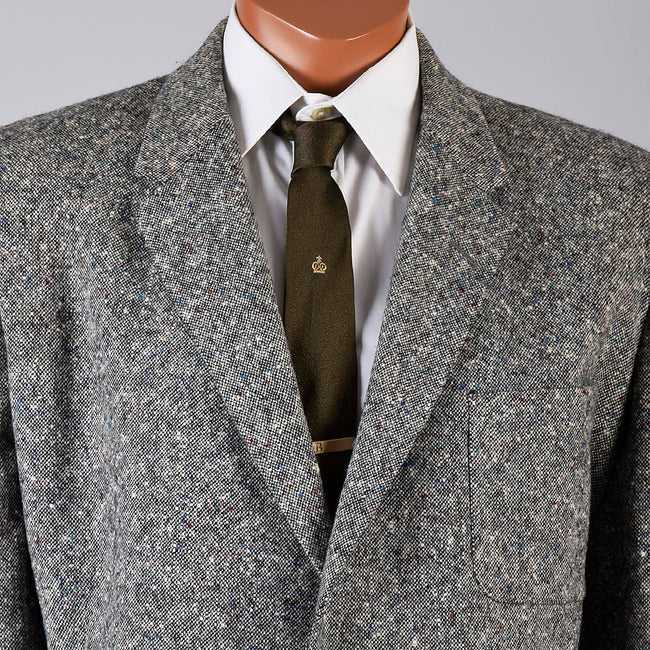 1950s Men's Multicolored Fleck Wool Tweed Two Piece Suit with Hollywood Waist Pants