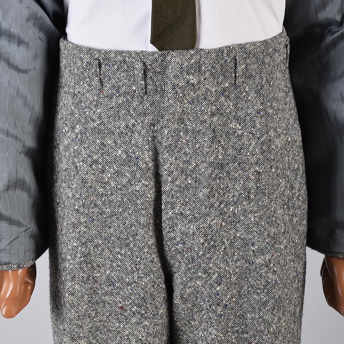 1950s Men's Multicolored Fleck Wool Tweed Two Piece Suit with Hollywood Waist Pants