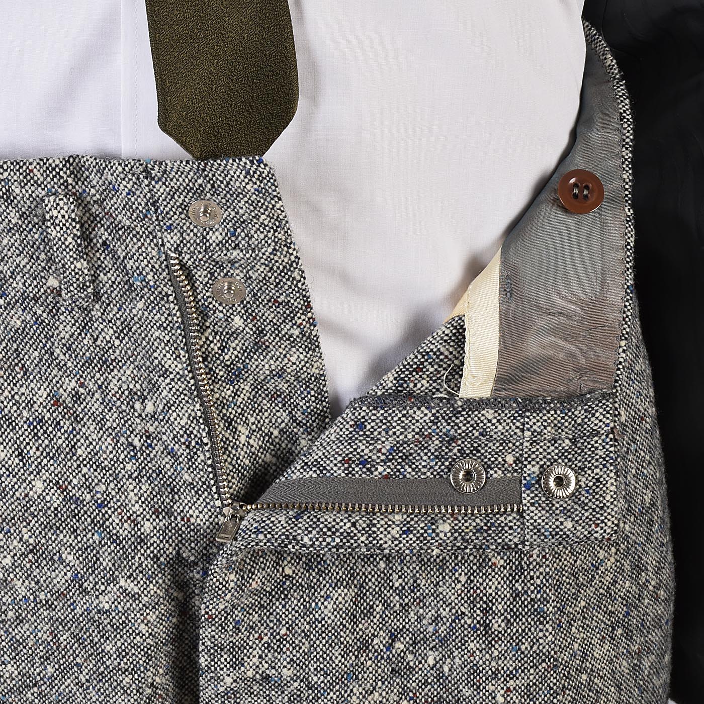 1950s Men's Multicolored Fleck Wool Tweed Two Piece Suit with Hollywood Waist Pants