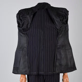 1940s Men's Four Piece Black Pinstripe Suit Double Breasted & Button Fly