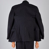 1940s Men's Four Piece Black Pinstripe Suit Double Breasted & Button Fly
