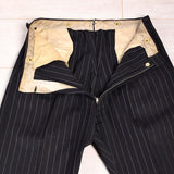 1940s Men's Four Piece Black Pinstripe Suit Double Breasted & Button Fly