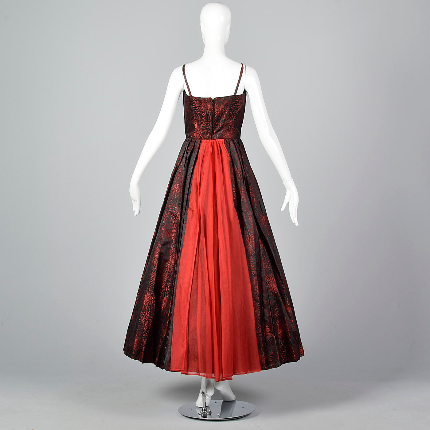 1950s Black and Red Brocade Dress