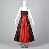 1950s Black and Red Brocade Dress