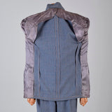 1940s Mens Double Breasted Blue Suit Peak Lapels