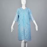 1960s Baby Blue Two Piece Set with Lace Trim