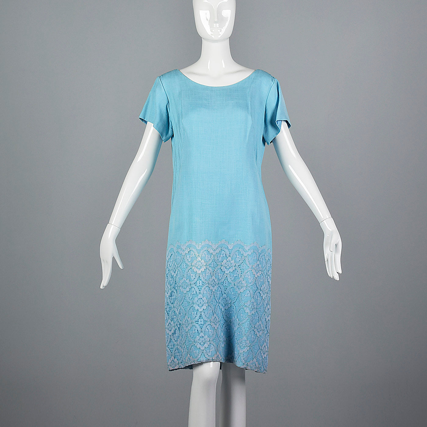 1960s Baby Blue Two Piece Set with Lace Trim