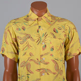 1950s Men's Novelty Print Pheasant Shirt with Pheasants