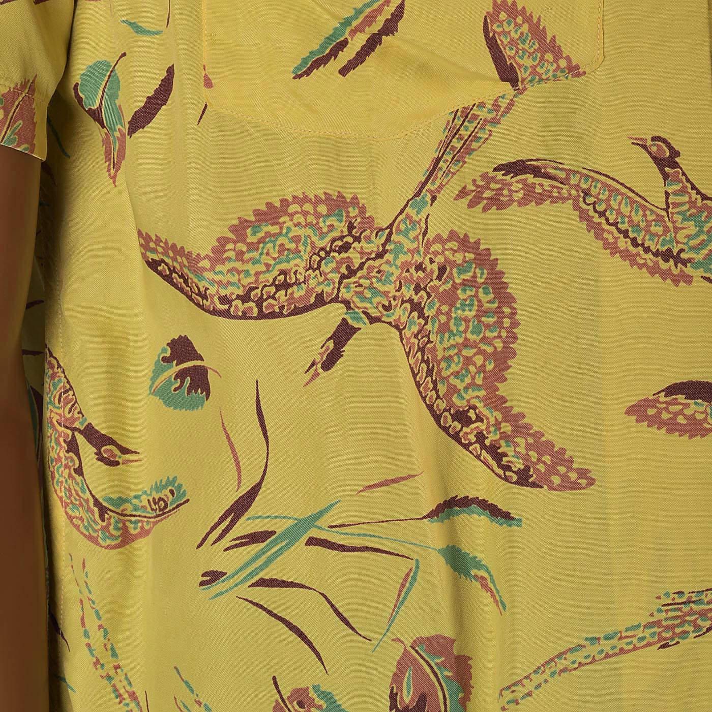 1950s Men's Novelty Print Pheasant Shirt with Pheasants