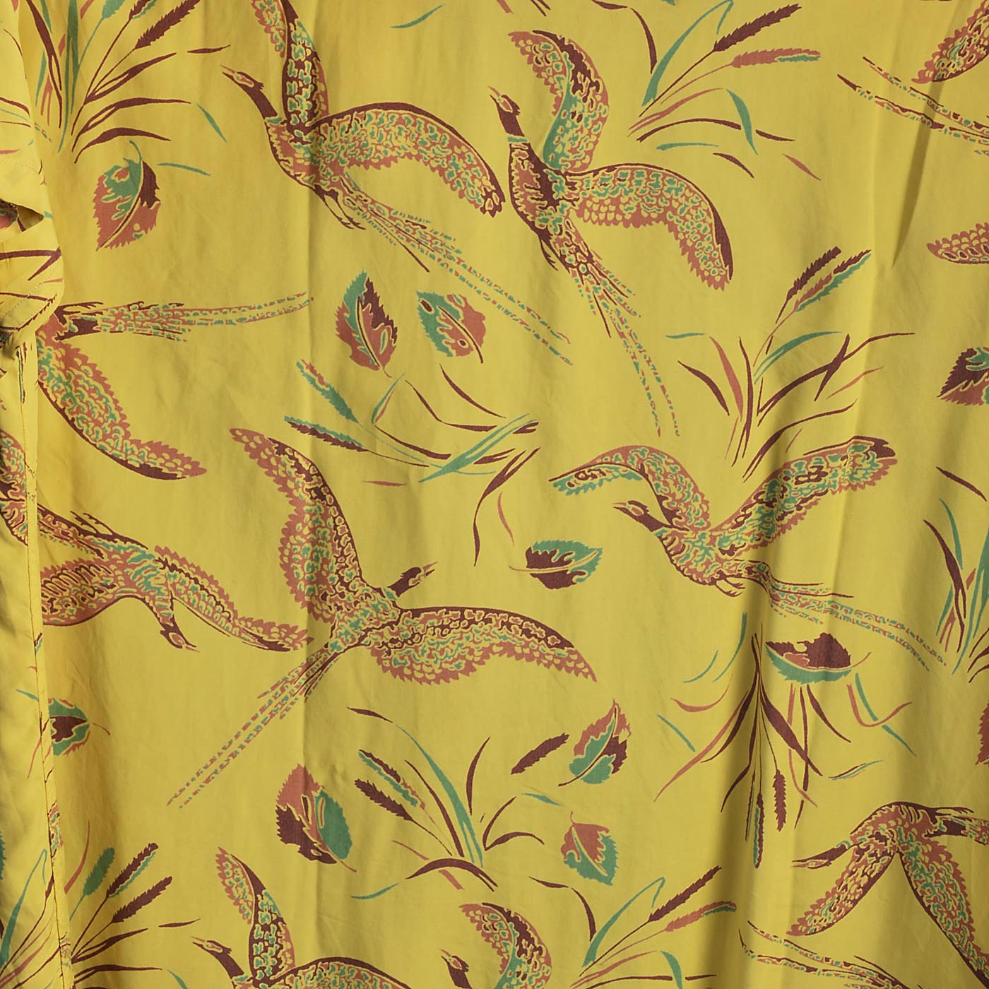 1950s Men's Novelty Print Pheasant Shirt with Pheasants