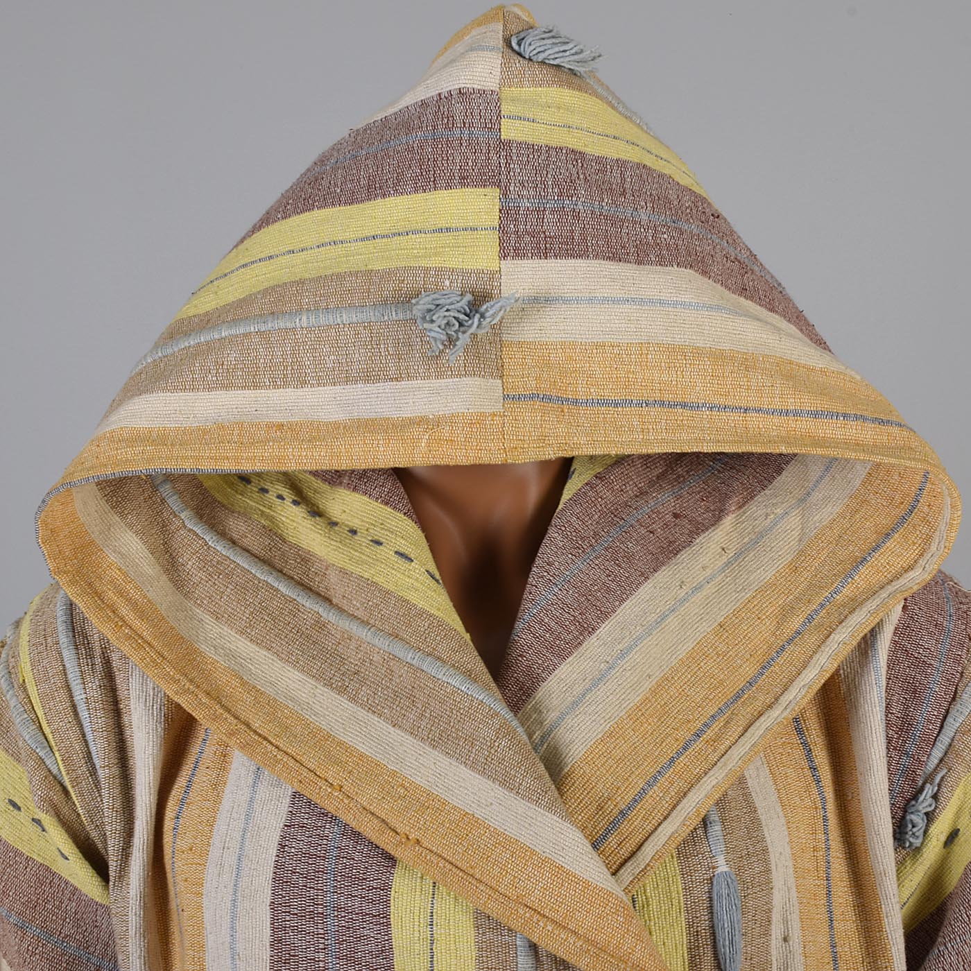 1970s Men's Hooded Hippie Woven Blanket Coat