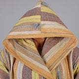 1970s Men's Hooded Hippie Woven Blanket Coat