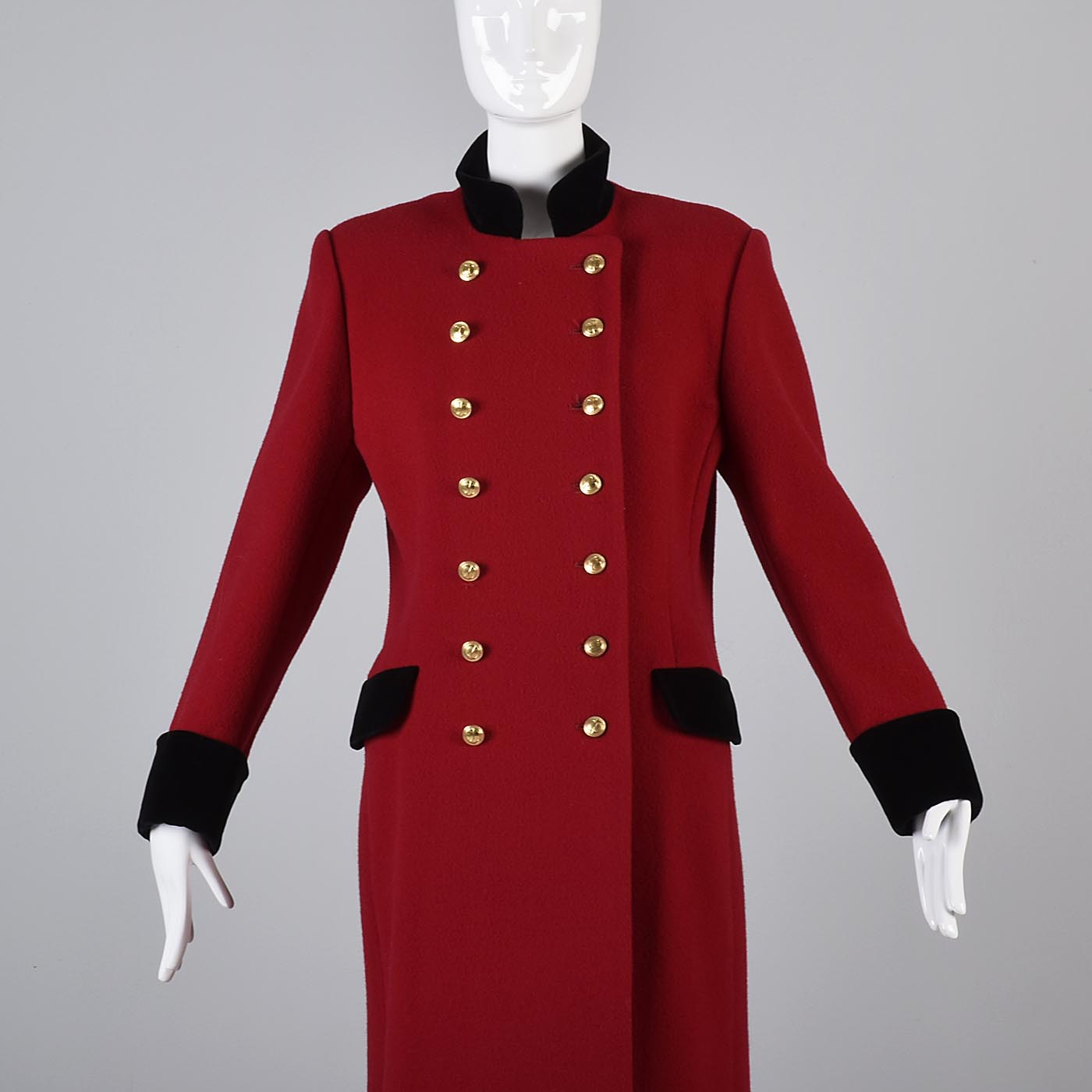 1980s Christian Dior Military Style Red Winter Coat