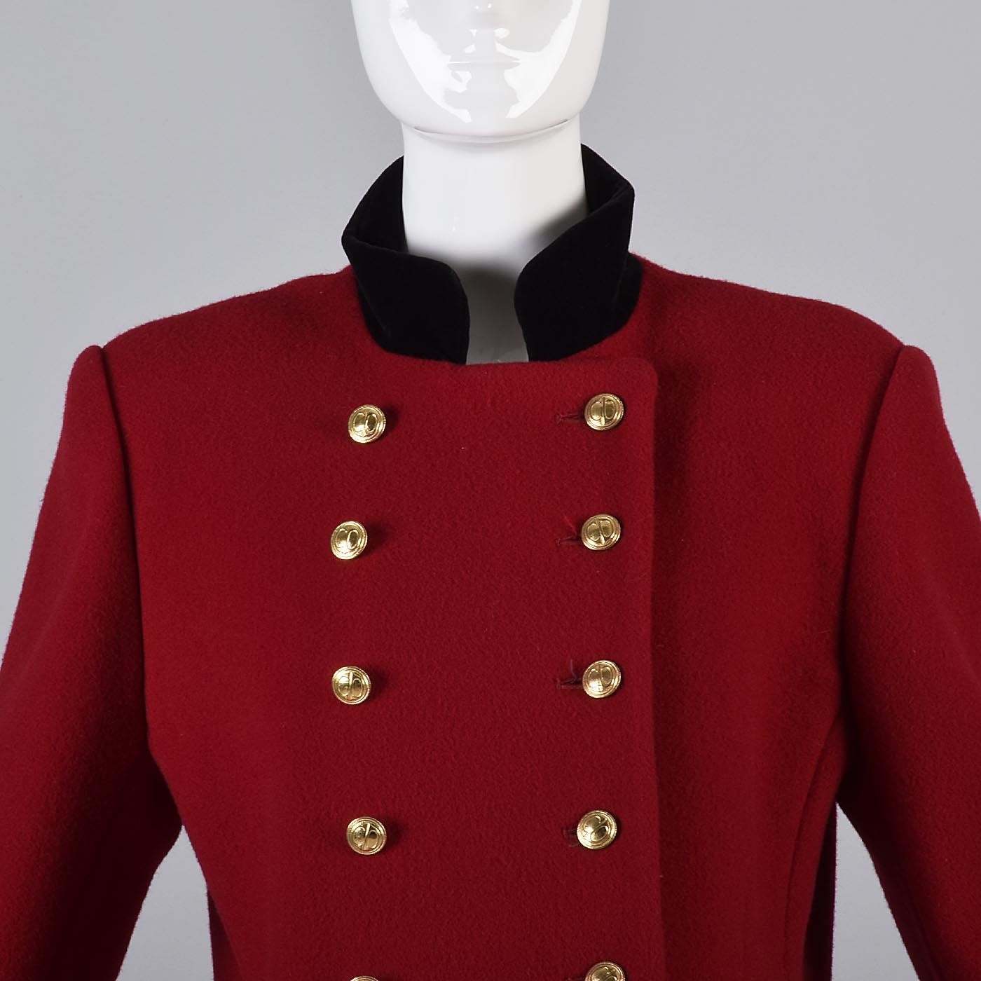 1980s Christian Dior Military Style Red Winter Coat