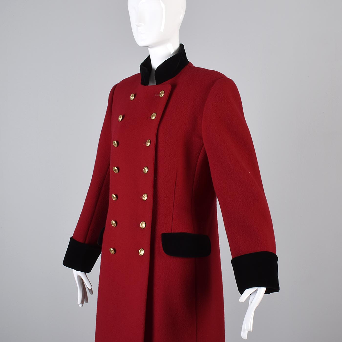 1980s Christian Dior Military Style Red Winter Coat