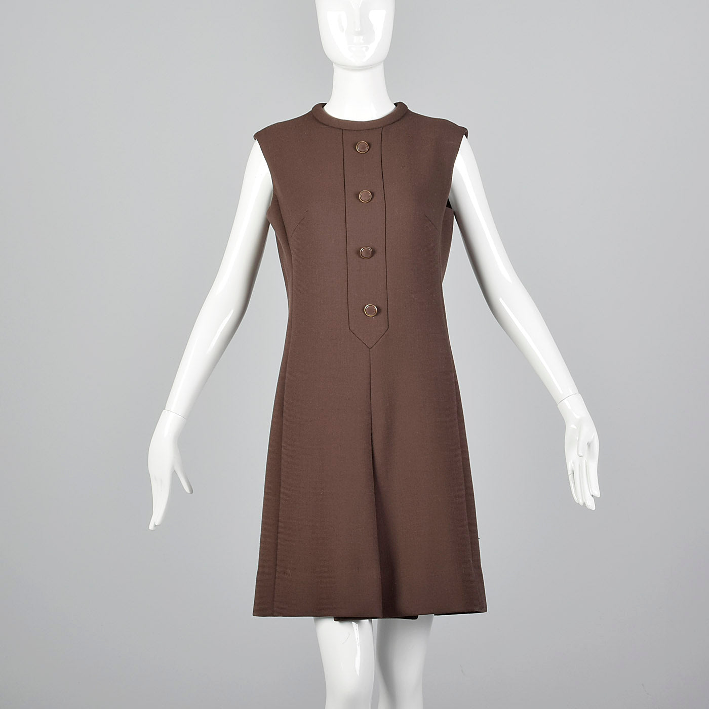 1960s Brown Wool Dress with Muskrat Fur Lined Jacket