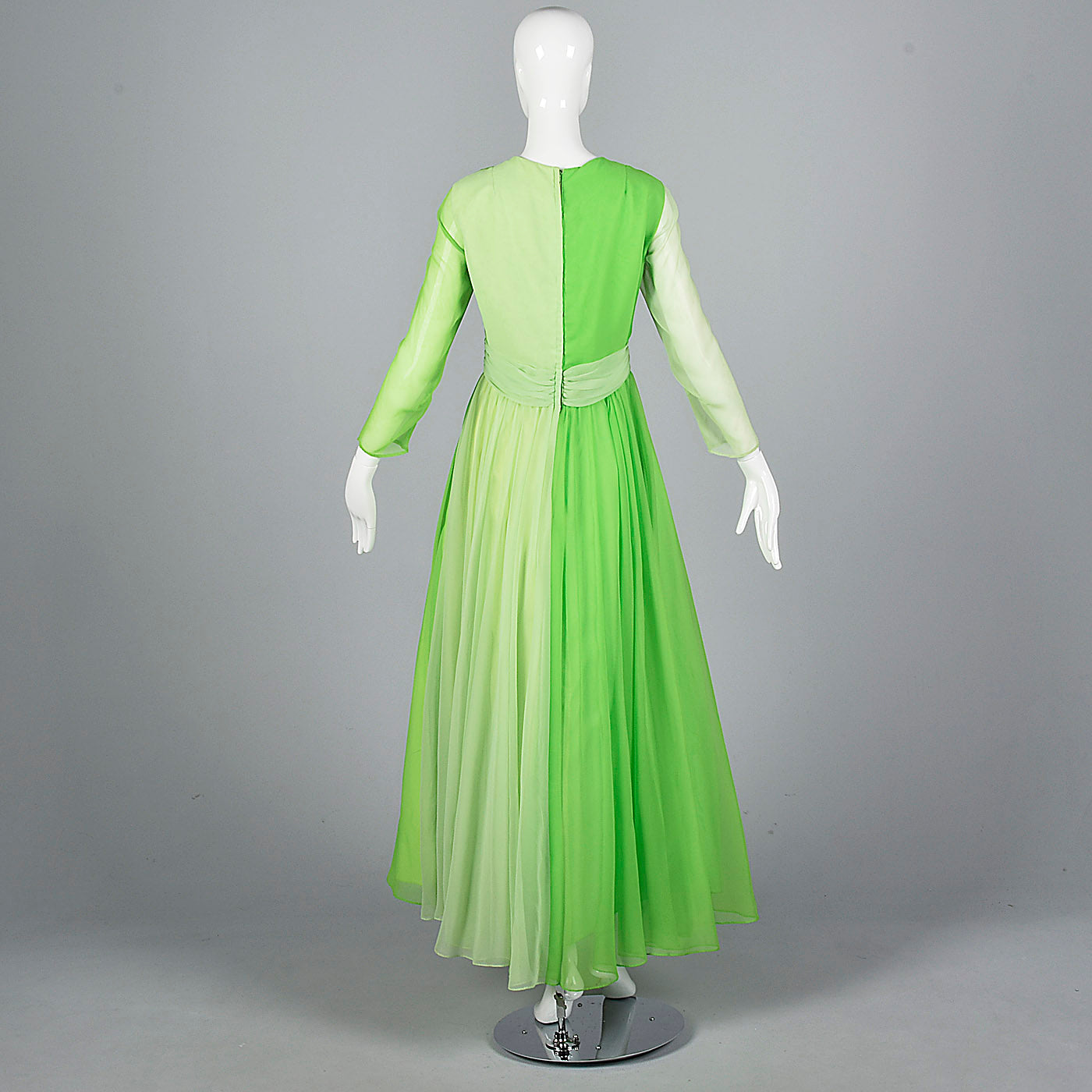 1970s Green Colorblock Maxi Dress