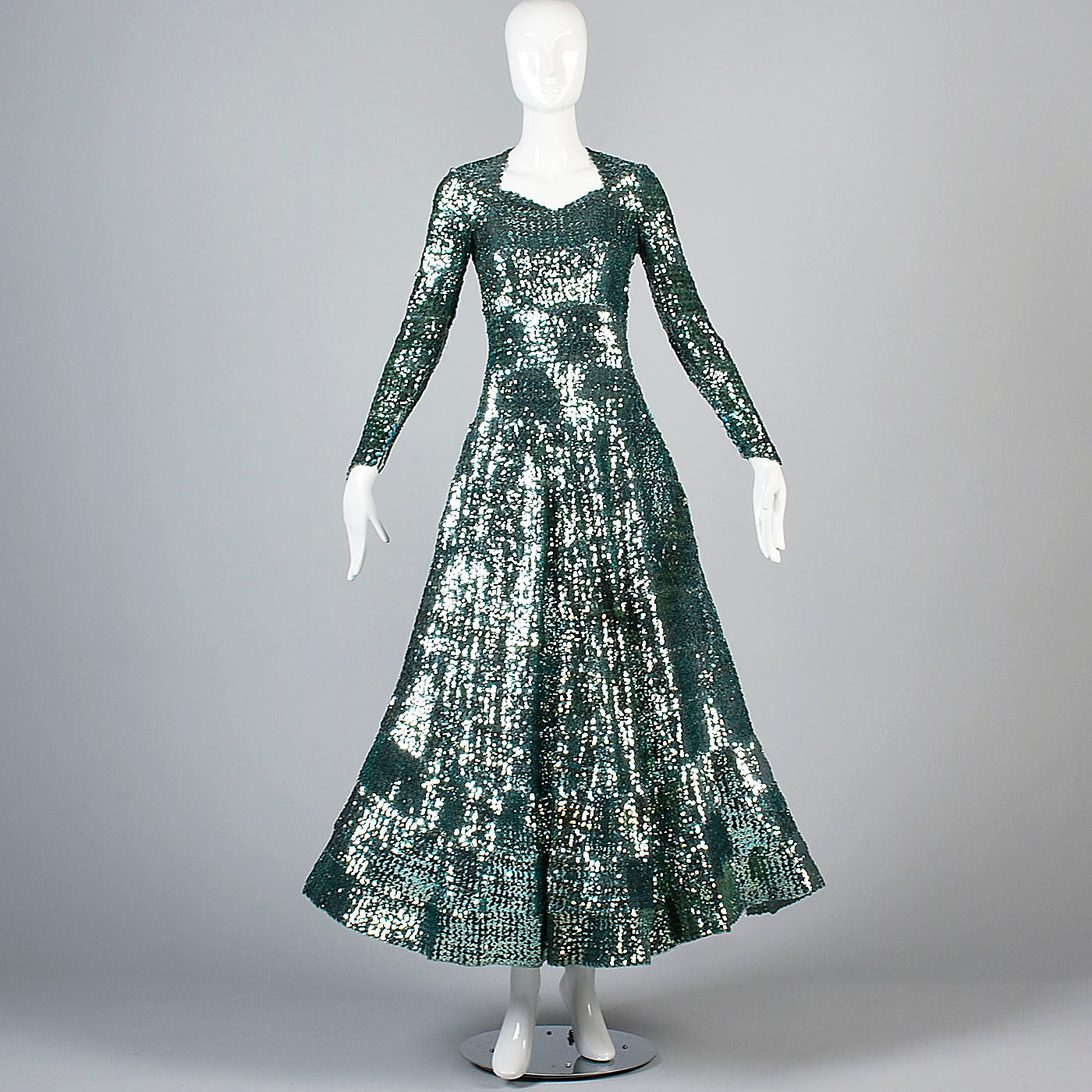 Extraordinary 1930s Green Sequined Evening Gown