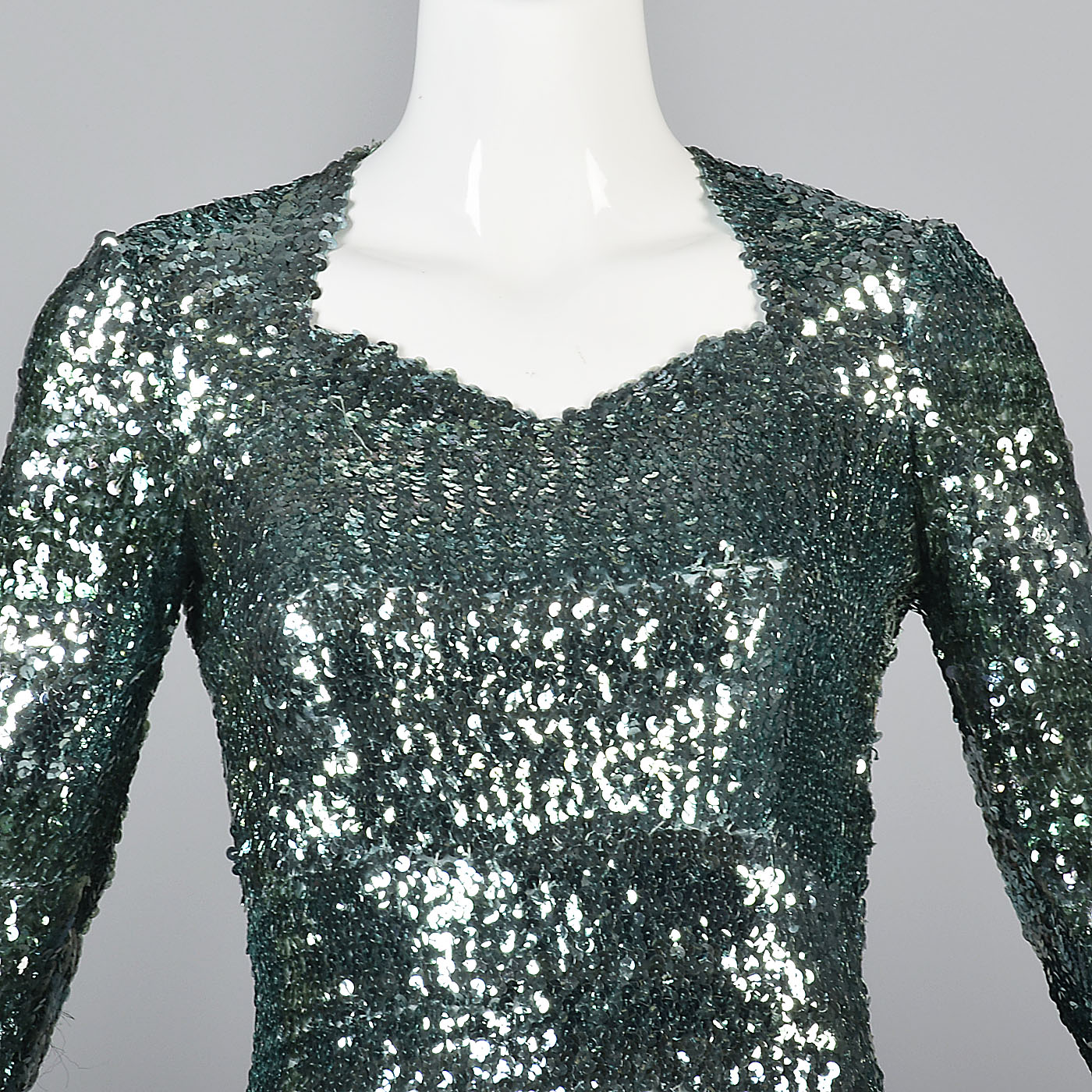 Extraordinary 1930s Green Sequined Evening Gown