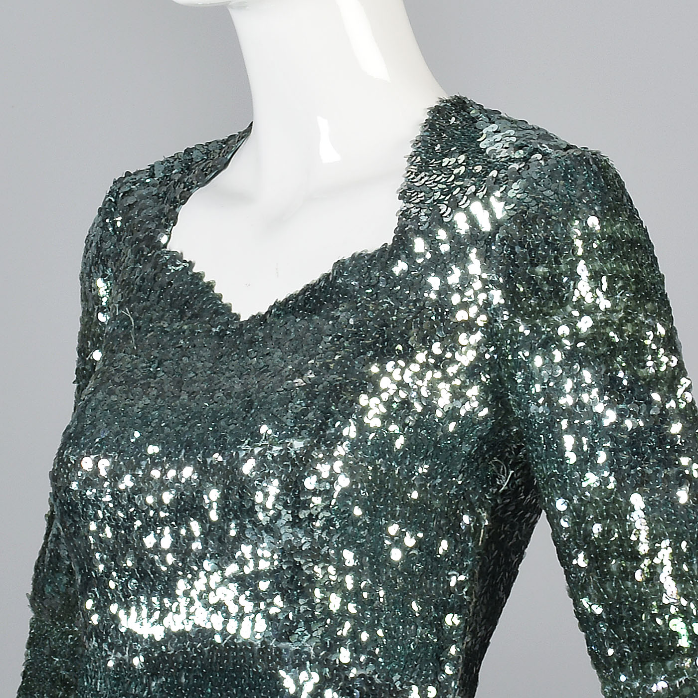 Extraordinary 1930s Green Sequined Evening Gown