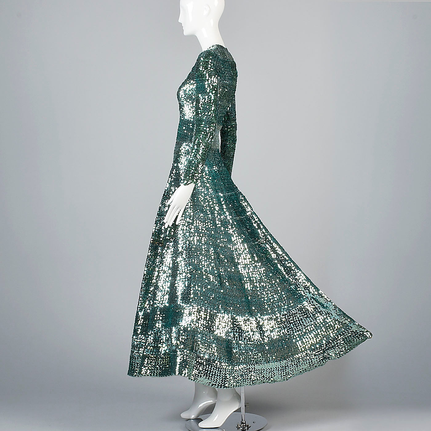 Extraordinary 1930s Green Sequined Evening Gown