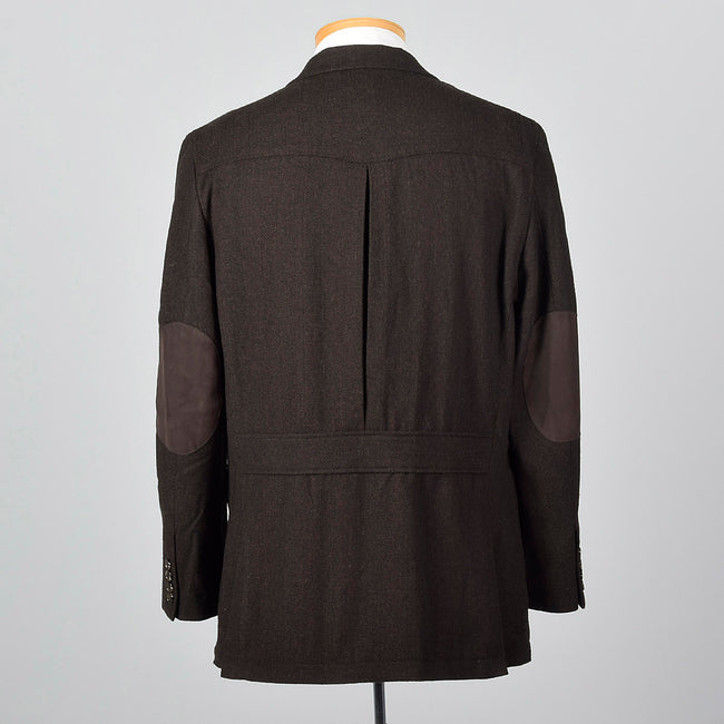 2000 Mens Tweed Jacket with Elbow Patches and Vented Back