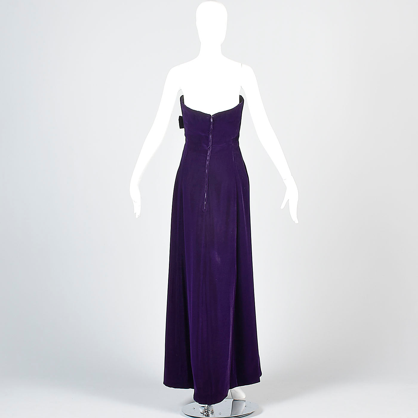 1960s Purple Velvet Dress with Decorative Bows