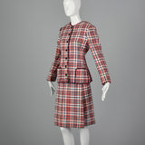 1960s Dress Set in Red and Navy Plaid