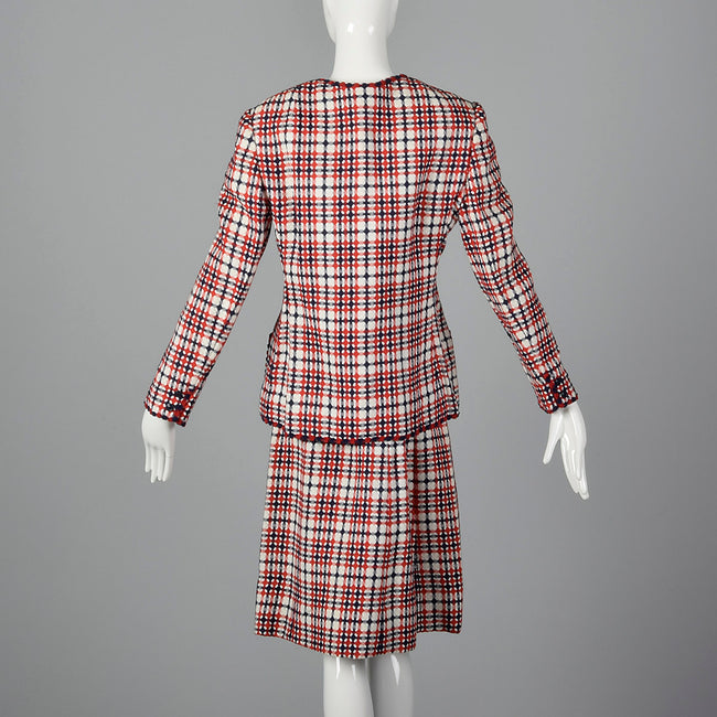 1960s Dress Set in Red and Navy Plaid