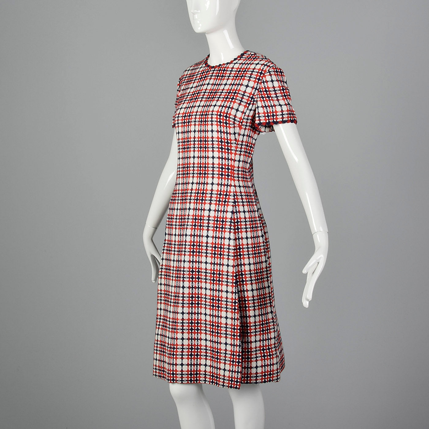 1960s Dress Set in Red and Navy Plaid