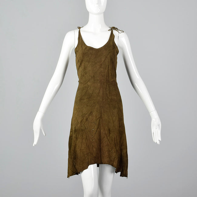 1970s Brown Suede Sheath Dress